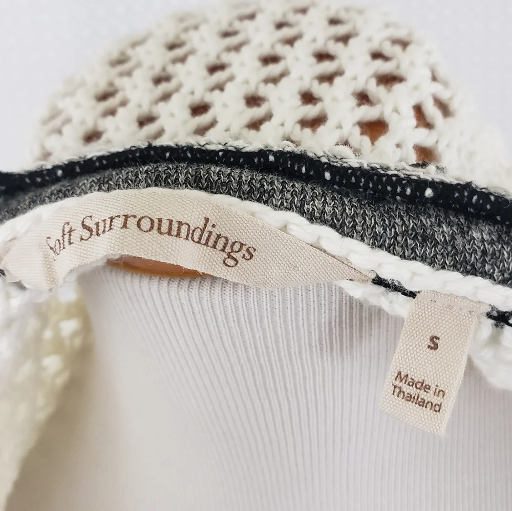 Soft Surroundings Sweater Boulevard Open Knit Sweater Ivory size Small Beachy